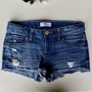 Express Distressed Cut Off Denim Jean Shorts 00